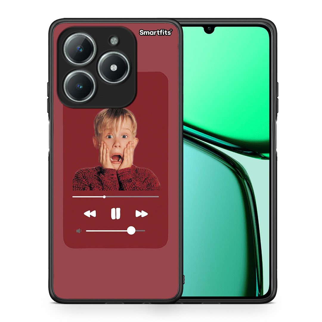 Θήκη Realme C61 Xmas Alone Music από τη Smartfits με σχέδιο στο πίσω μέρος και μαύρο περίβλημα | Realme C61 Xmas Alone Music case with colorful back and black bezels