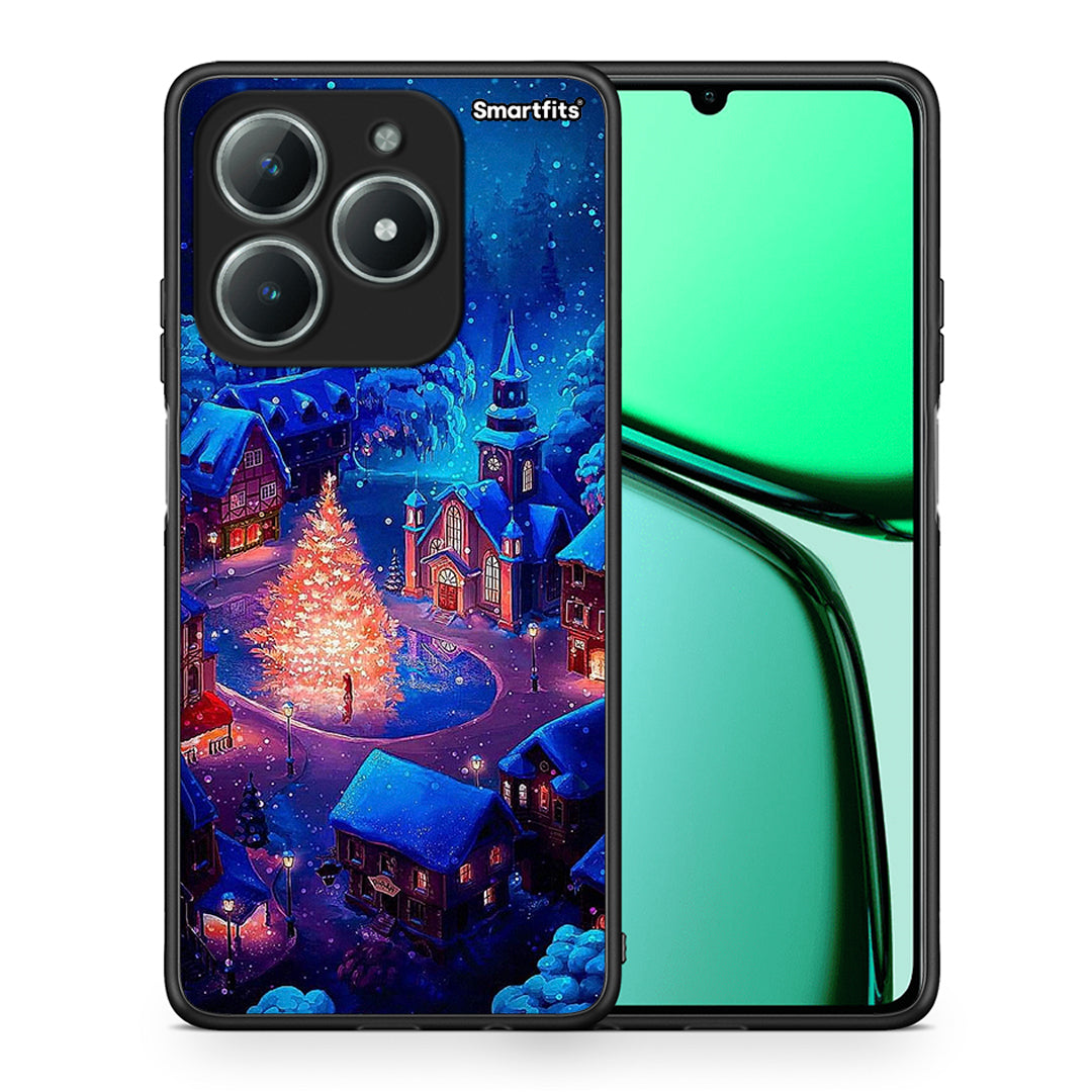 Θήκη Realme C63 4G Xmas Village από τη Smartfits με σχέδιο στο πίσω μέρος και μαύρο περίβλημα | Realme C63 4G Xmas Village case with colorful back and black bezels