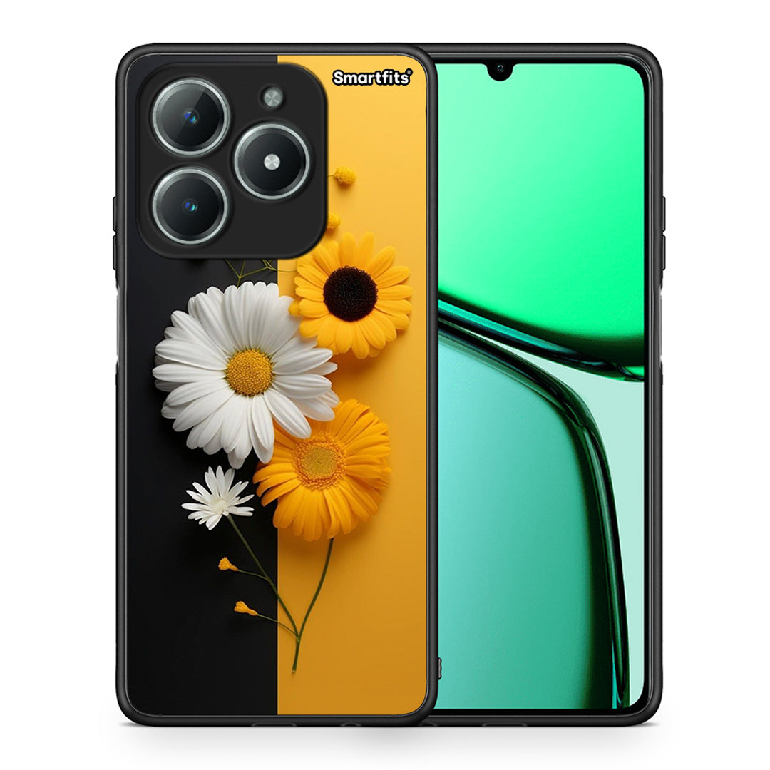 Θήκη Realme C63 4G Yellow Daisies από τη Smartfits με σχέδιο στο πίσω μέρος και μαύρο περίβλημα | Realme C63 4G Yellow Daisies case with colorful back and black bezels