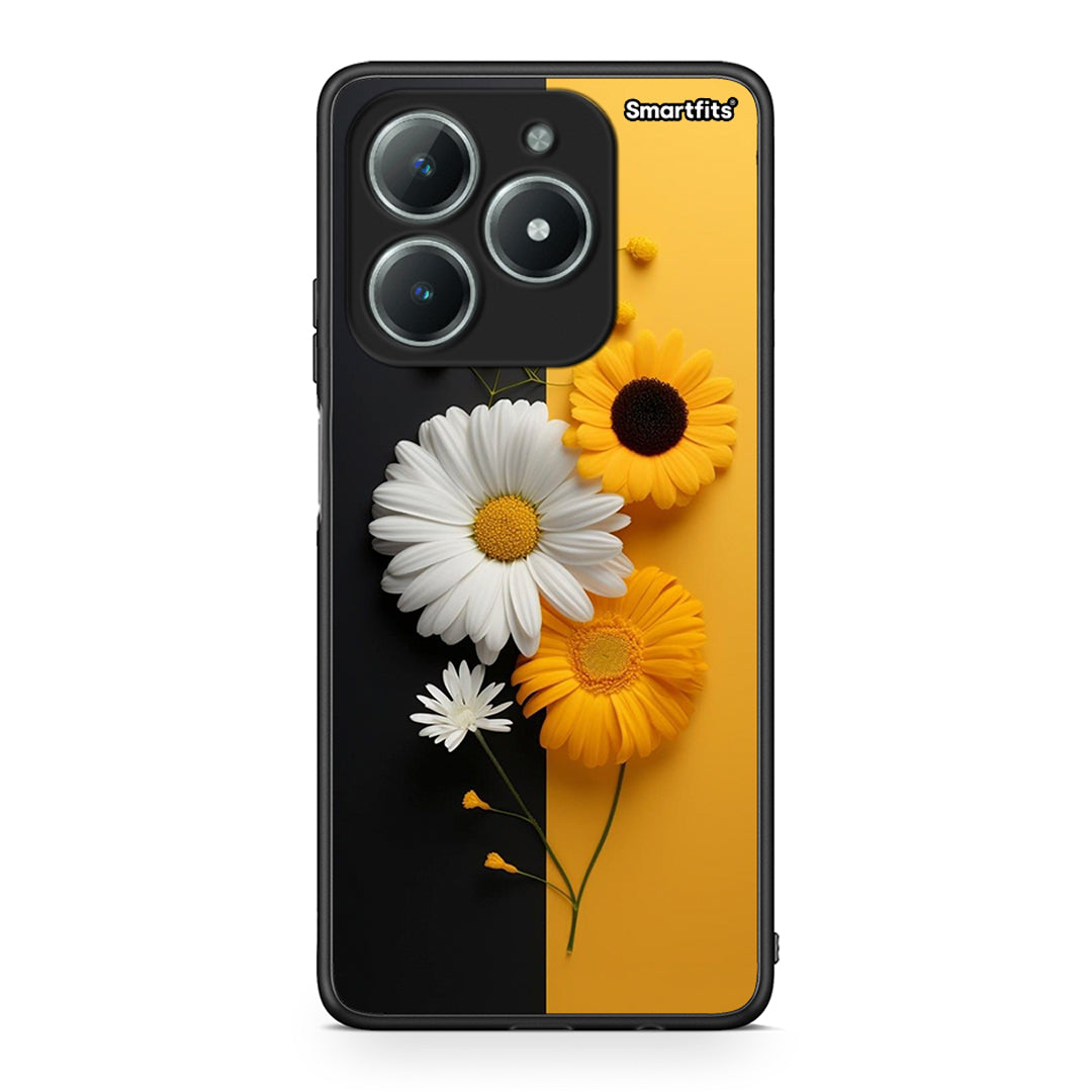 Realme C63 4G Yellow Daisies θήκη από τη Smartfits με σχέδιο στο πίσω μέρος και μαύρο περίβλημα | Smartphone case with colorful back and black bezels by Smartfits