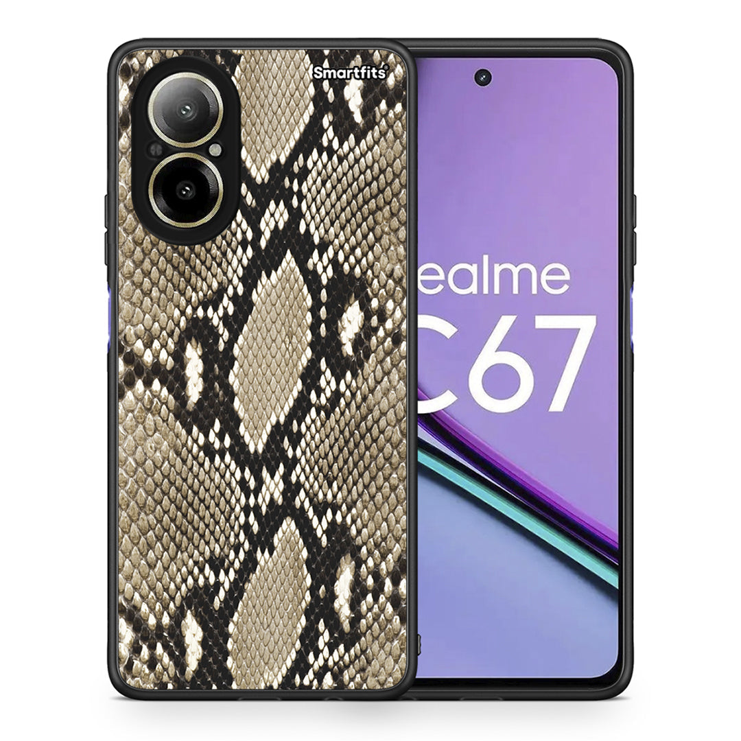 Θήκη Realme C67 4G Fashion Snake Animal από τη Smartfits με σχέδιο στο πίσω μέρος και μαύρο περίβλημα | Realme C67 4G Fashion Snake Animal case with colorful back and black bezels