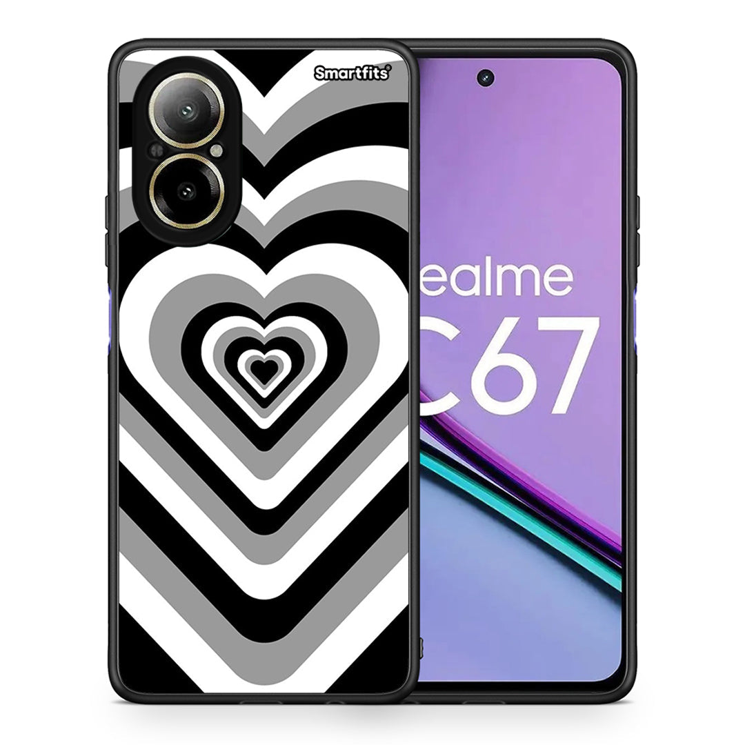 Θήκη Realme C67 4G Black Hearts από τη Smartfits με σχέδιο στο πίσω μέρος και μαύρο περίβλημα | Realme C67 4G Black Hearts case with colorful back and black bezels