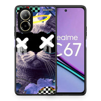 Thumbnail for Θήκη Realme C67 4G Cat Collage από τη Smartfits με σχέδιο στο πίσω μέρος και μαύρο περίβλημα | Realme C67 4G Cat Collage case with colorful back and black bezels