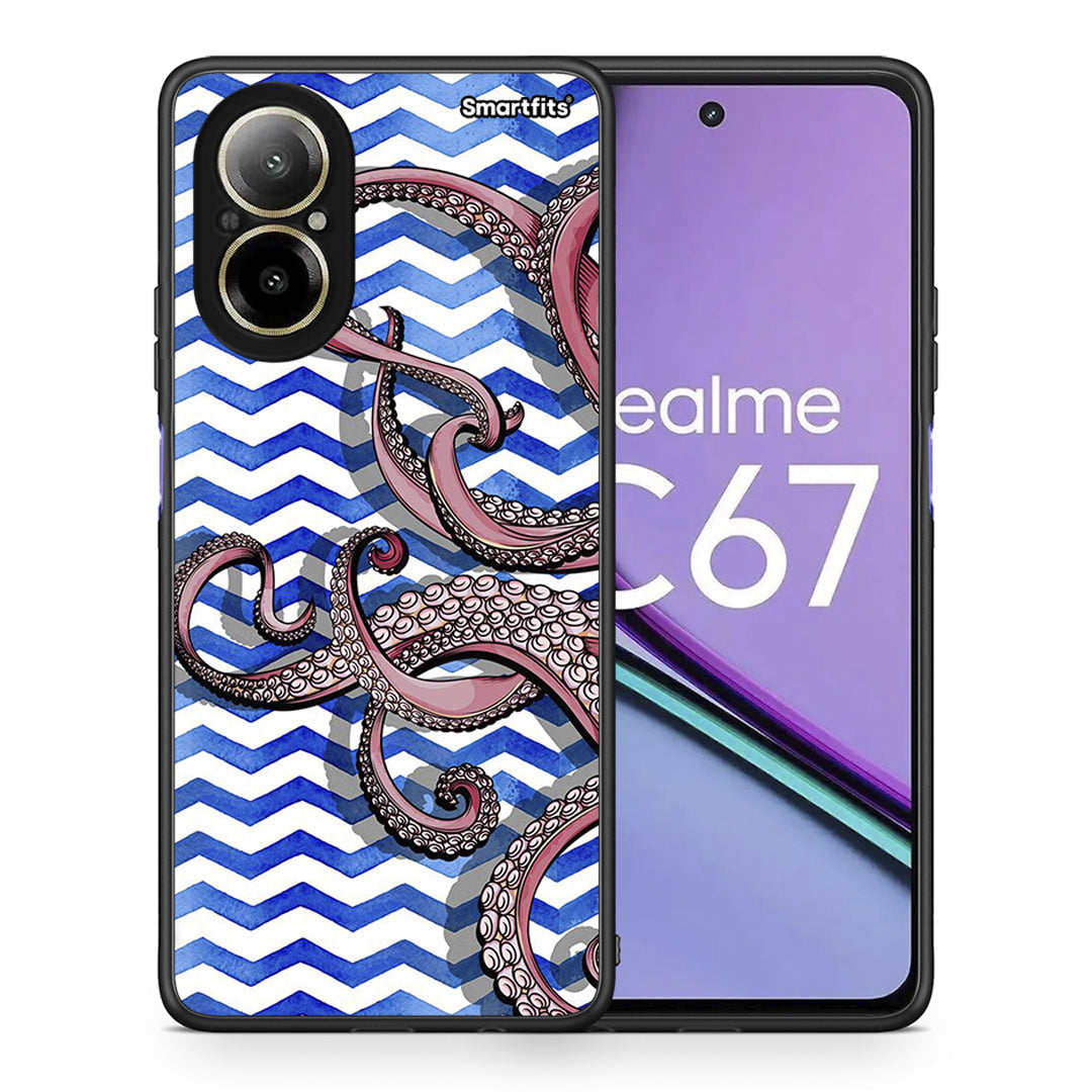 Θήκη Realme C67 4G Chevron Devilfish από τη Smartfits με σχέδιο στο πίσω μέρος και μαύρο περίβλημα | Realme C67 4G Chevron Devilfish case with colorful back and black bezels