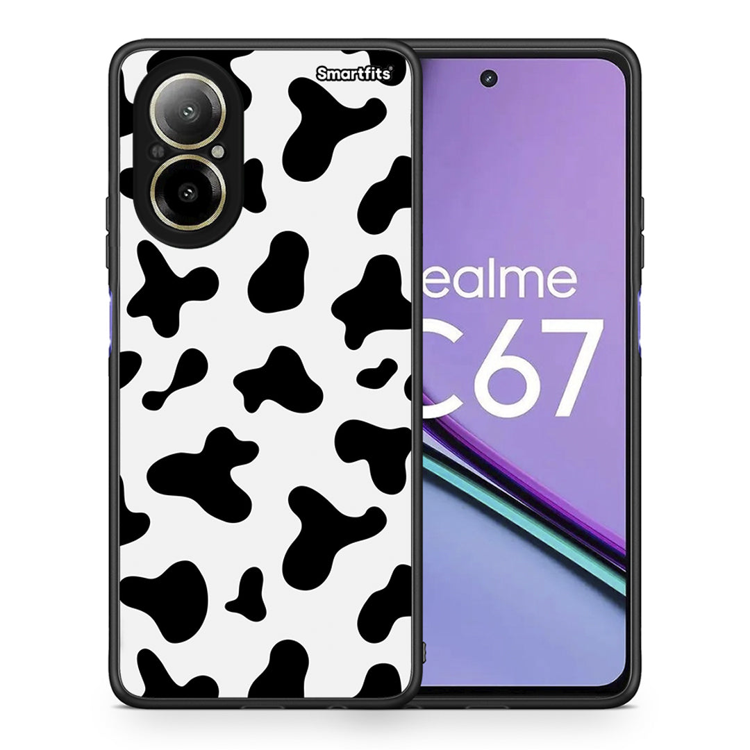 Θήκη Realme C67 4G Cow Print από τη Smartfits με σχέδιο στο πίσω μέρος και μαύρο περίβλημα | Realme C67 4G Cow Print case with colorful back and black bezels