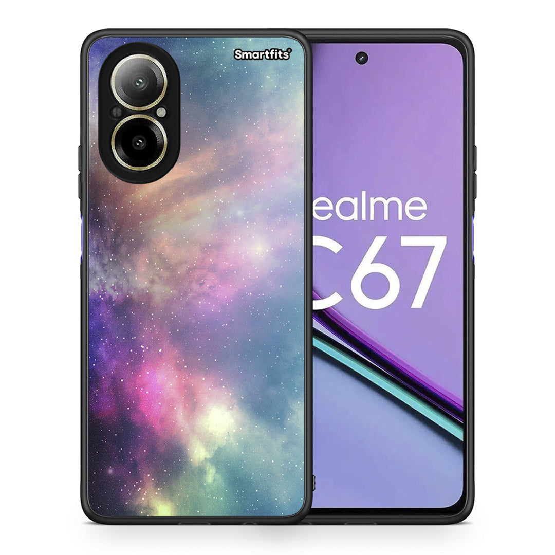 Θήκη Realme C67 4G Rainbow Galaxy από τη Smartfits με σχέδιο στο πίσω μέρος και μαύρο περίβλημα | Realme C67 4G Rainbow Galaxy case with colorful back and black bezels