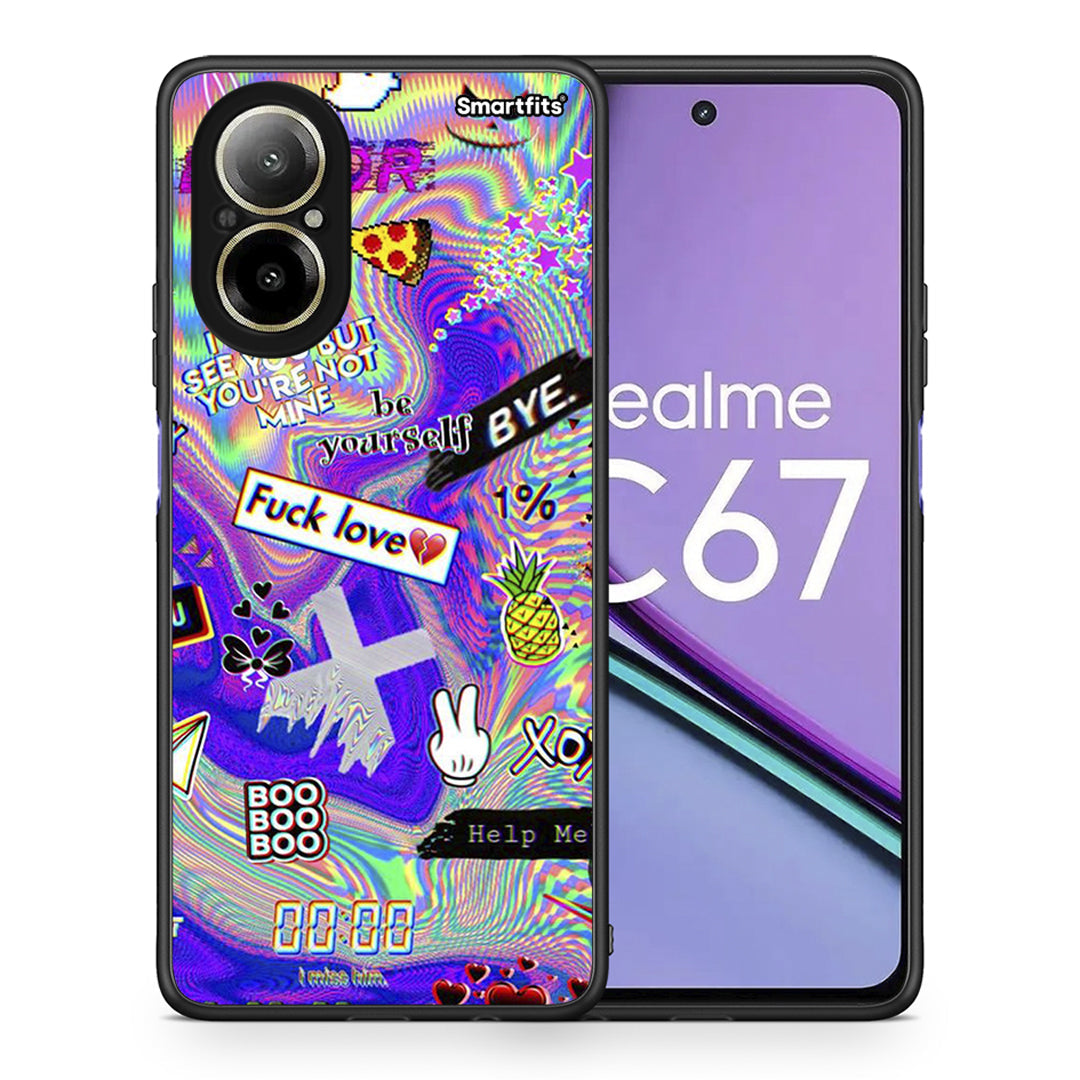 Θήκη Realme C67 4G Game Over από τη Smartfits με σχέδιο στο πίσω μέρος και μαύρο περίβλημα | Realme C67 4G Game Over case with colorful back and black bezels