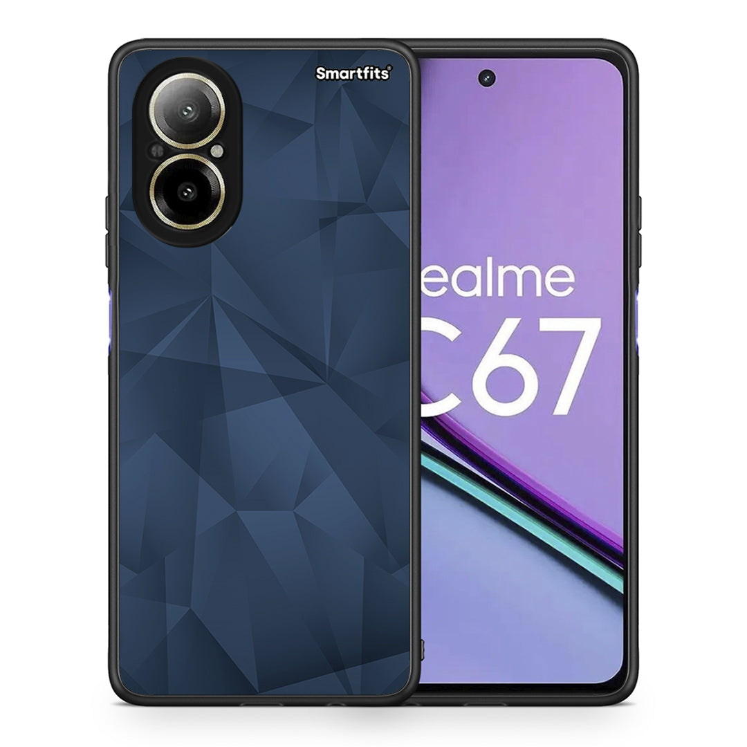 Θήκη Realme C67 4G Blue Abstract Geometric από τη Smartfits με σχέδιο στο πίσω μέρος και μαύρο περίβλημα | Realme C67 4G Blue Abstract Geometric case with colorful back and black bezels