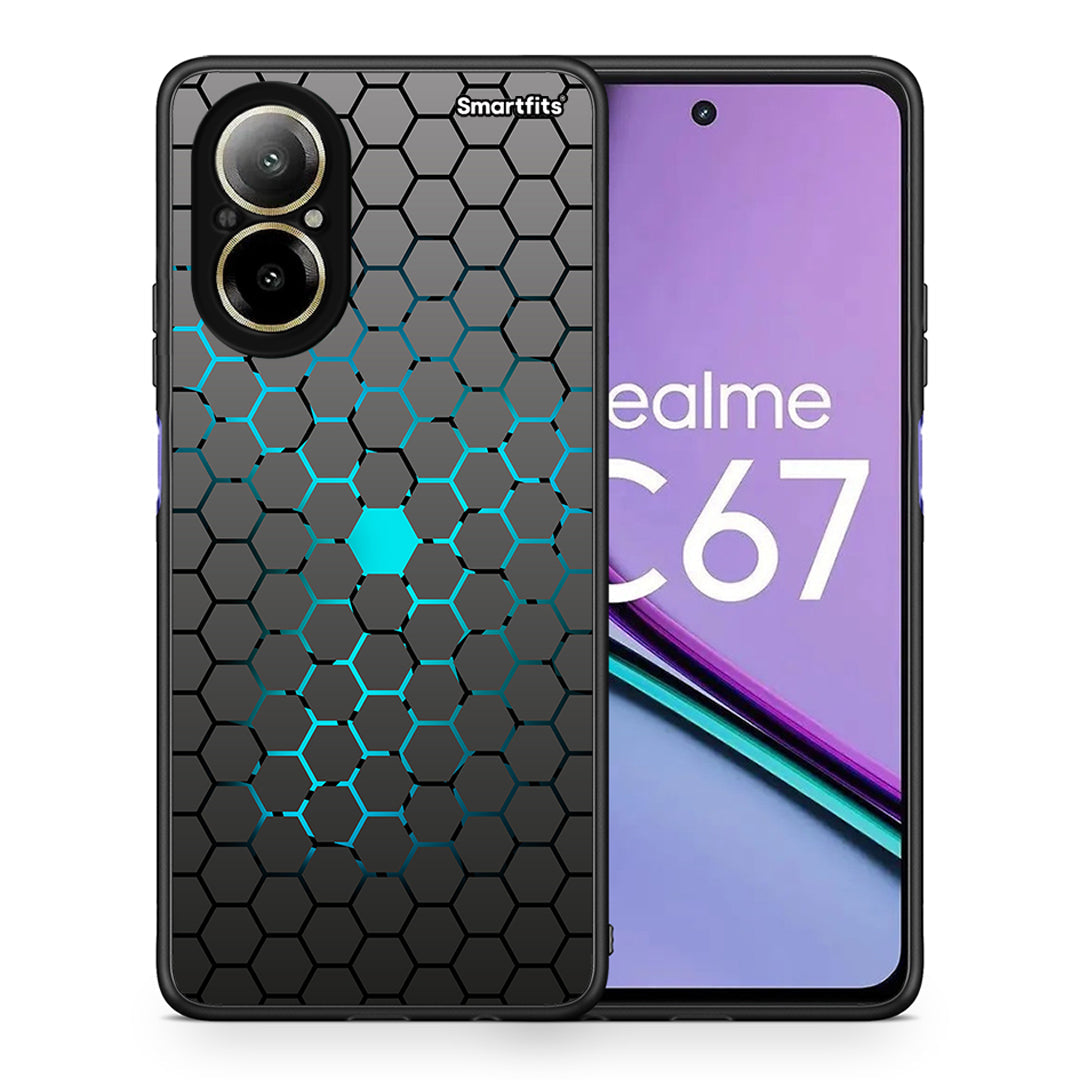 Θήκη Realme C67 4G Hexagonal Geometric από τη Smartfits με σχέδιο στο πίσω μέρος και μαύρο περίβλημα | Realme C67 4G Hexagonal Geometric case with colorful back and black bezels
