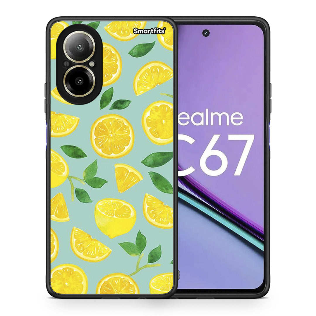 Θήκη Realme C67 4G Lemons από τη Smartfits με σχέδιο στο πίσω μέρος και μαύρο περίβλημα | Realme C67 4G Lemons case with colorful back and black bezels
