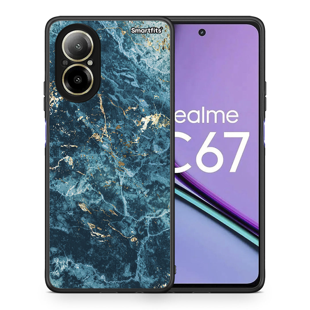 Θήκη Realme C67 4G Marble Blue από τη Smartfits με σχέδιο στο πίσω μέρος και μαύρο περίβλημα | Realme C67 4G Marble Blue case with colorful back and black bezels
