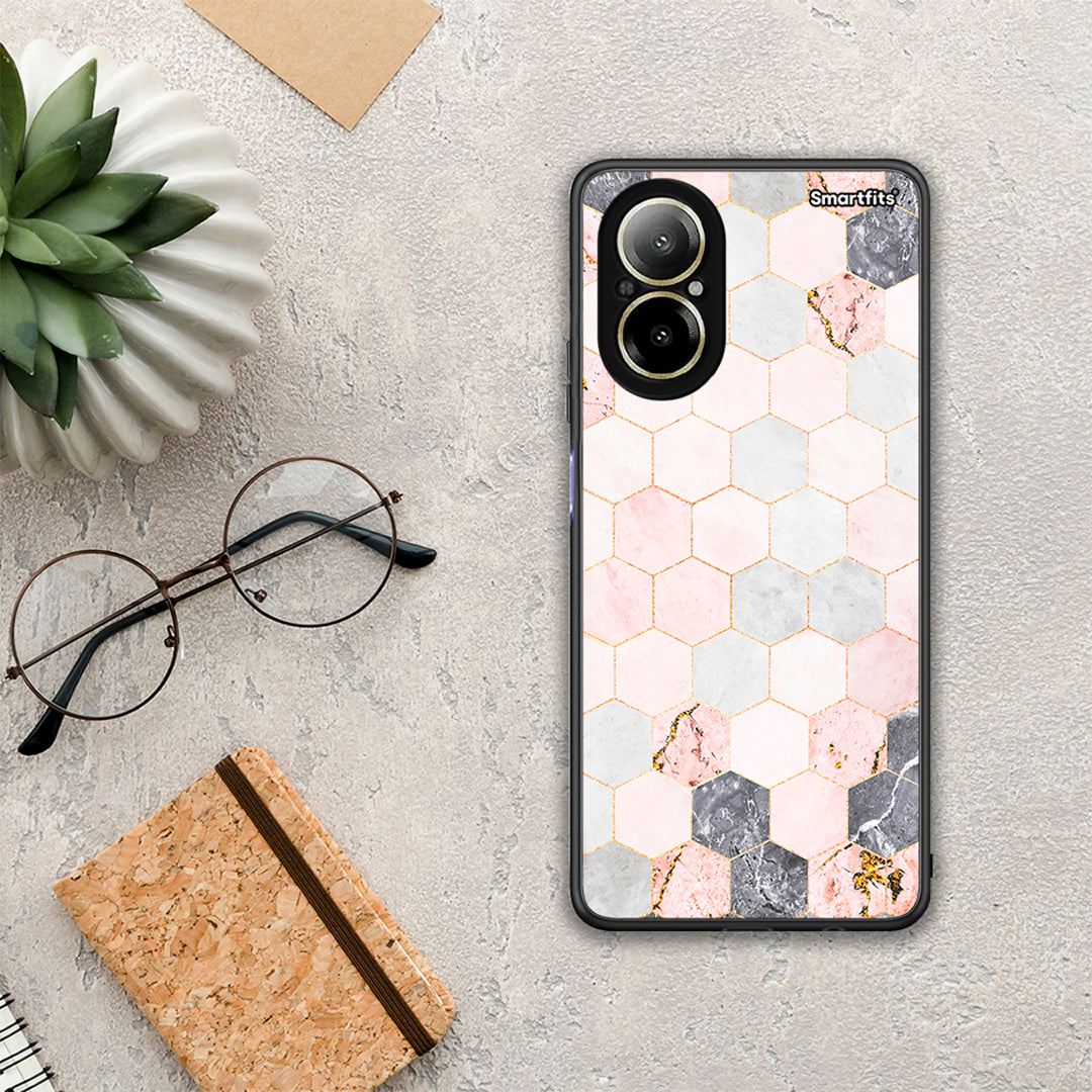 Marble Hexagon Pink - Realme C67 4G case