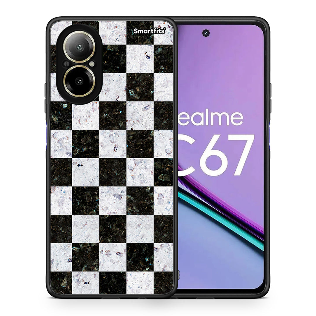 Θήκη Realme C67 4G Square Geometric Marble από τη Smartfits με σχέδιο στο πίσω μέρος και μαύρο περίβλημα | Realme C67 4G Square Geometric Marble case with colorful back and black bezels