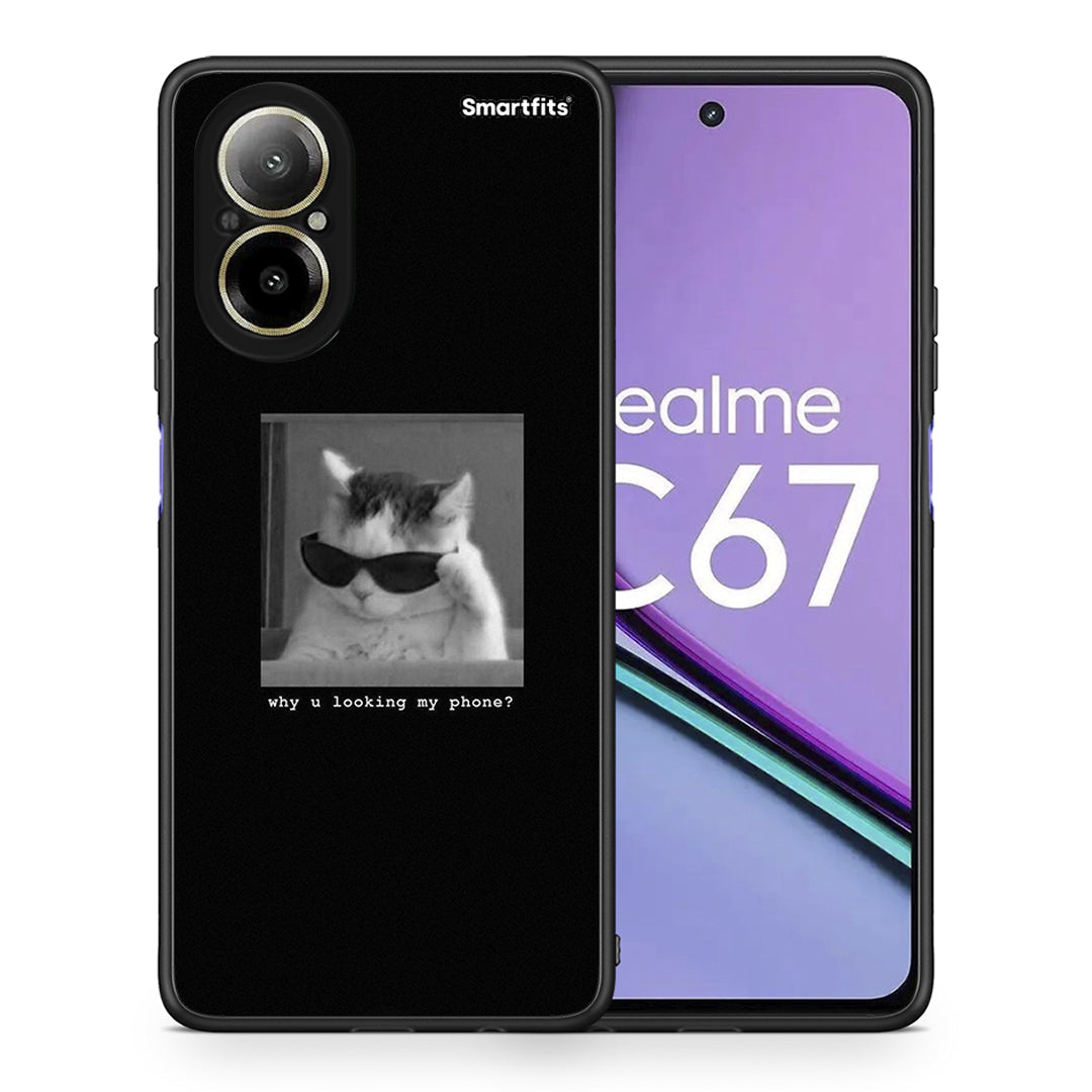 Θήκη Realme C67 4G Meme Cat από τη Smartfits με σχέδιο στο πίσω μέρος και μαύρο περίβλημα | Realme C67 4G Meme Cat case with colorful back and black bezels