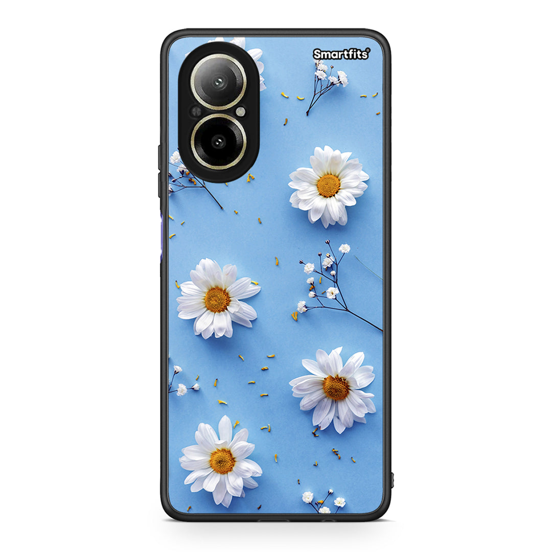 Realme C67 4G Real Daisies θήκη από τη Smartfits με σχέδιο στο πίσω μέρος και μαύρο περίβλημα | Smartphone case with colorful back and black bezels by Smartfits