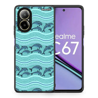 Thumbnail for Θήκη Realme C67 4G Swimming Dolphins από τη Smartfits με σχέδιο στο πίσω μέρος και μαύρο περίβλημα | Realme C67 4G Swimming Dolphins case with colorful back and black bezels