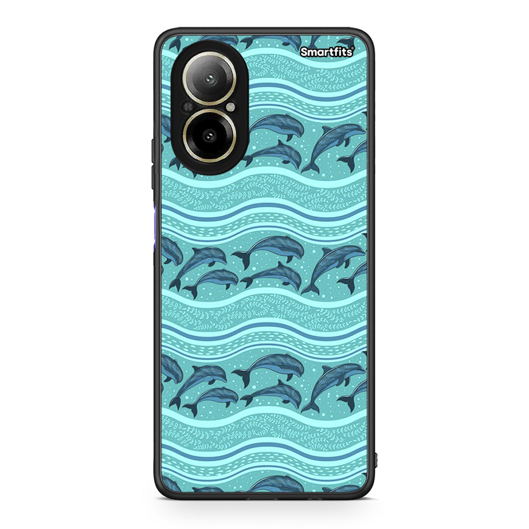 Realme C67 4G Swimming Dolphins θήκη από τη Smartfits με σχέδιο στο πίσω μέρος και μαύρο περίβλημα | Smartphone case with colorful back and black bezels by Smartfits