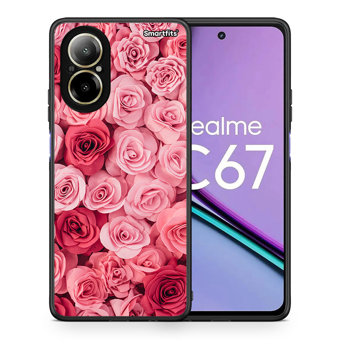 Θήκη Realme C67 4G RoseGarden Valentine από τη Smartfits με σχέδιο στο πίσω μέρος και μαύρο περίβλημα | Realme C67 4G RoseGarden Valentine case with colorful back and black bezels