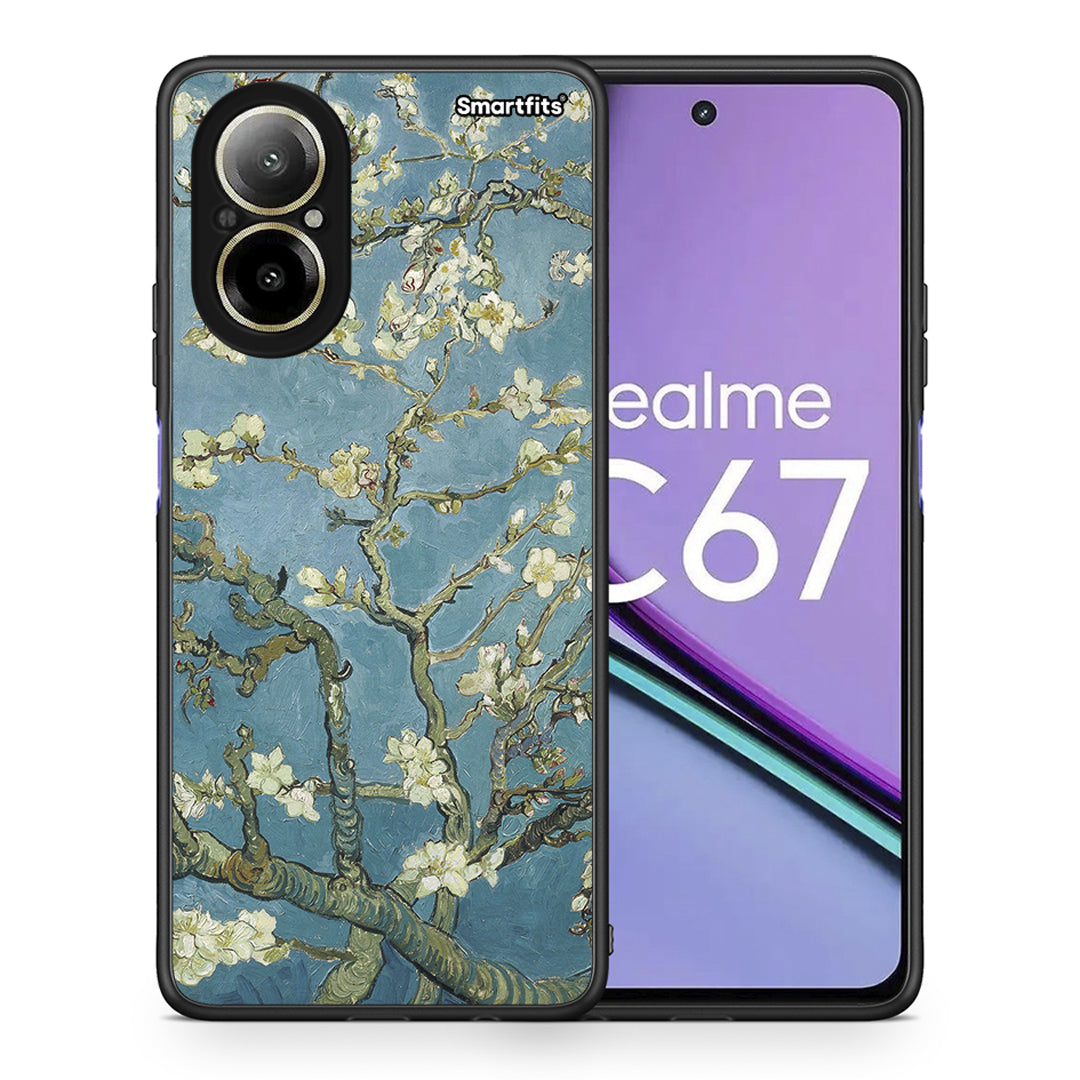 Θήκη Realme C67 4G White Blossoms από τη Smartfits με σχέδιο στο πίσω μέρος και μαύρο περίβλημα | Realme C67 4G White Blossoms case with colorful back and black bezels