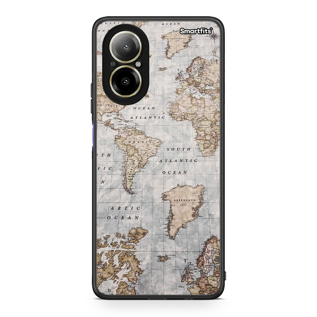 Realme C67 4G World Map Θήκη από τη Smartfits με σχέδιο στο πίσω μέρος και μαύρο περίβλημα | Smartphone case with colorful back and black bezels by Smartfits