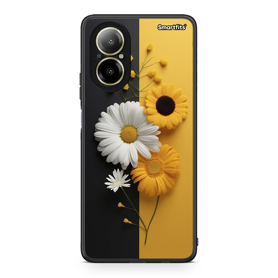 Realme C67 4G Yellow Daisies θήκη από τη Smartfits με σχέδιο στο πίσω μέρος και μαύρο περίβλημα | Smartphone case with colorful back and black bezels by Smartfits