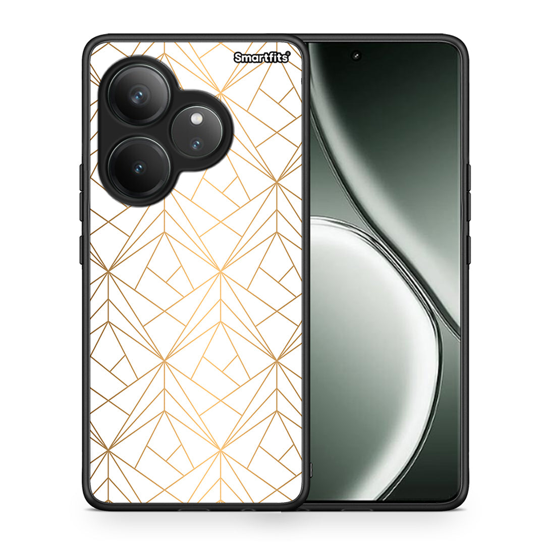 Θήκη Realme GT 6 5G Luxury White Geometric από τη Smartfits με σχέδιο στο πίσω μέρος και μαύρο περίβλημα | Realme GT 6 5G Luxury White Geometric case with colorful back and black bezels