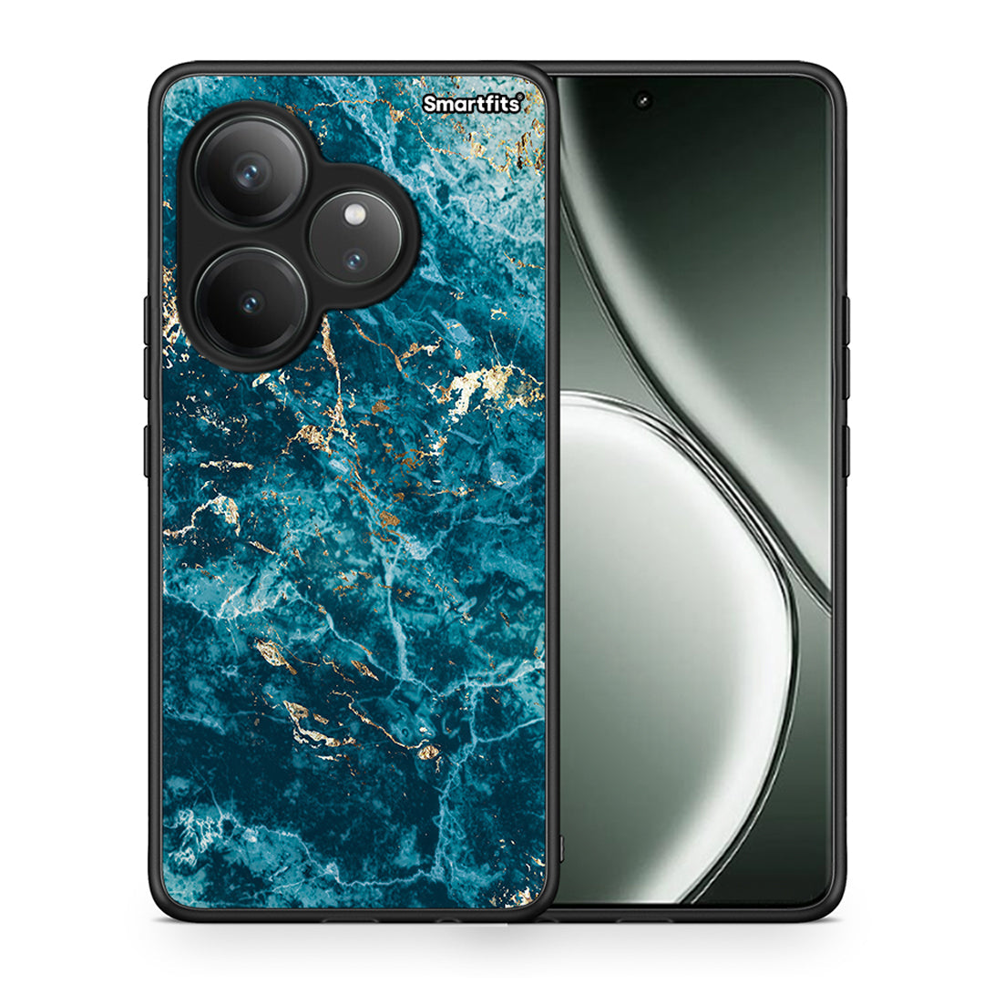 Θήκη Realme GT 6 5G Marble Blue από τη Smartfits με σχέδιο στο πίσω μέρος και μαύρο περίβλημα | Realme GT 6 5G Marble Blue case with colorful back and black bezels