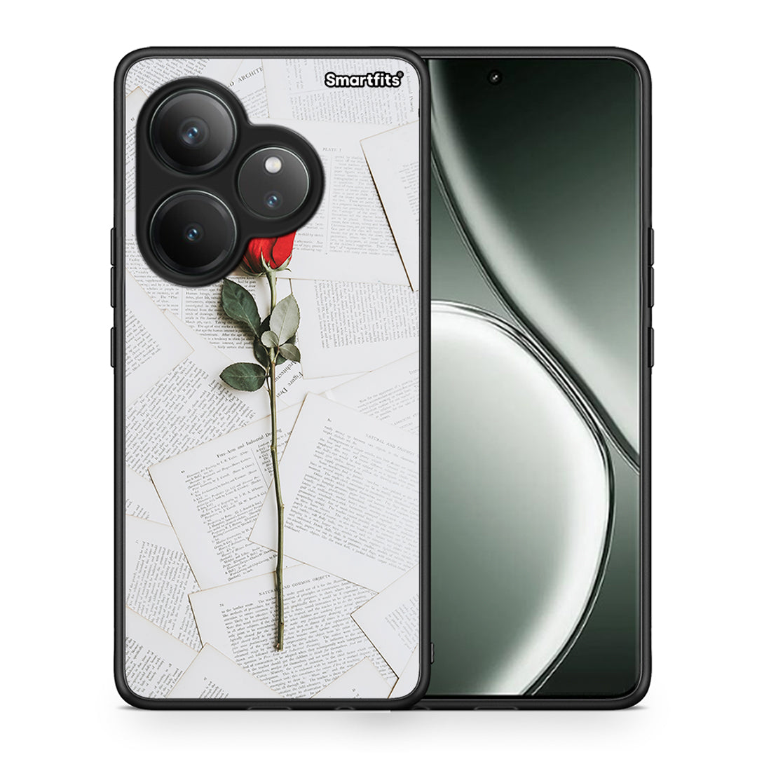 Θήκη Realme GT 6 5G Red Rose από τη Smartfits με σχέδιο στο πίσω μέρος και μαύρο περίβλημα | Realme GT 6 5G Red Rose case with colorful back and black bezels