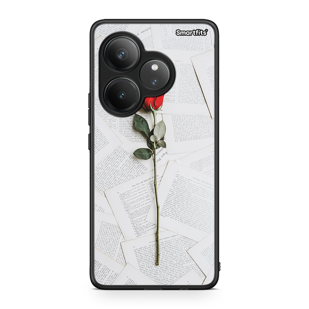 Realme GT 6 5G Red Rose θήκη από τη Smartfits με σχέδιο στο πίσω μέρος και μαύρο περίβλημα | Smartphone case with colorful back and black bezels by Smartfits