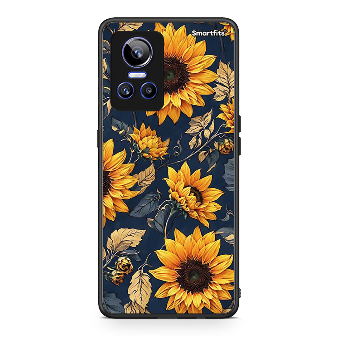 Realme GT Neo 3 Autumn Sunflowers Θήκη από τη Smartfits με σχέδιο στο πίσω μέρος και μαύρο περίβλημα | Smartphone case with colorful back and black bezels by Smartfits
