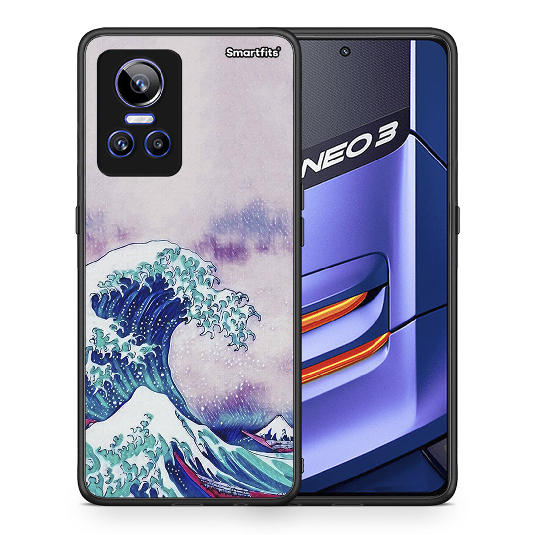 Θήκη Realme GT Neo 3 Blue Waves από τη Smartfits με σχέδιο στο πίσω μέρος και μαύρο περίβλημα | Realme GT Neo 3 Blue Waves case with colorful back and black bezels