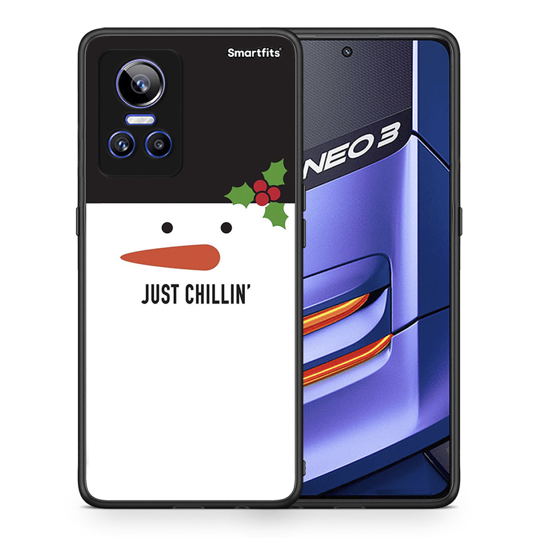 Θήκη Realme GT Neo 3 Christmas Chillin από τη Smartfits με σχέδιο στο πίσω μέρος και μαύρο περίβλημα | Realme GT Neo 3 Christmas Chillin case with colorful back and black bezels