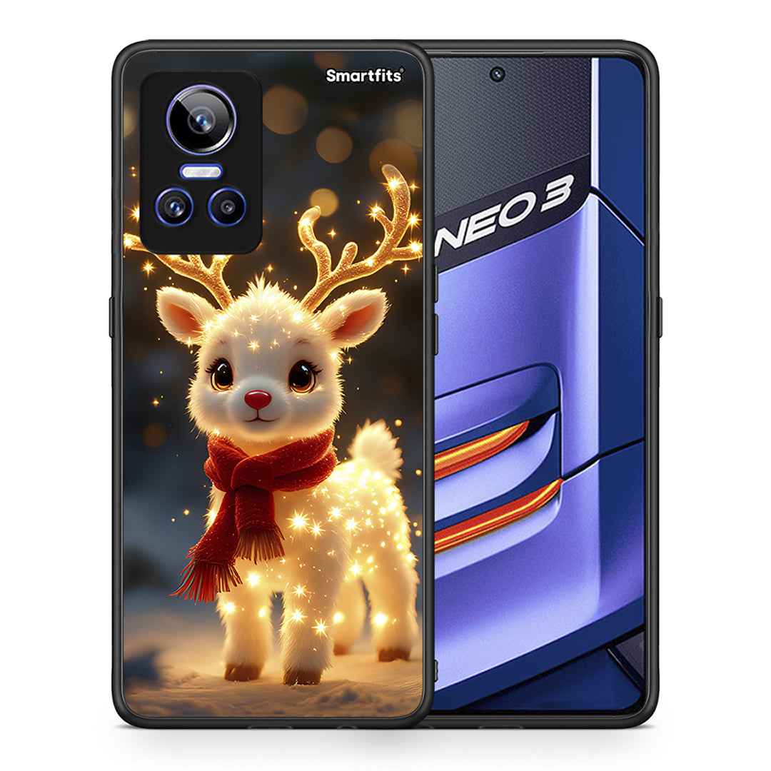 Θήκη Realme GT Neo 3 Christmas Cutie από τη Smartfits με σχέδιο στο πίσω μέρος και μαύρο περίβλημα | Realme GT Neo 3 Christmas Cutie case with colorful back and black bezels