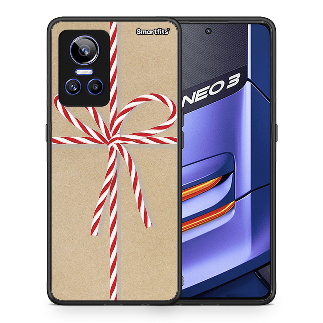 Θήκη Realme GT Neo 3 Christmas Gift από τη Smartfits με σχέδιο στο πίσω μέρος και μαύρο περίβλημα | Realme GT Neo 3 Christmas Gift case with colorful back and black bezels