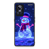 Thumbnail for Realme GT Neo 3 Christmas Neon Snowman θήκη από τη Smartfits με σχέδιο στο πίσω μέρος και μαύρο περίβλημα | Smartphone case with colorful back and black bezels by Smartfits