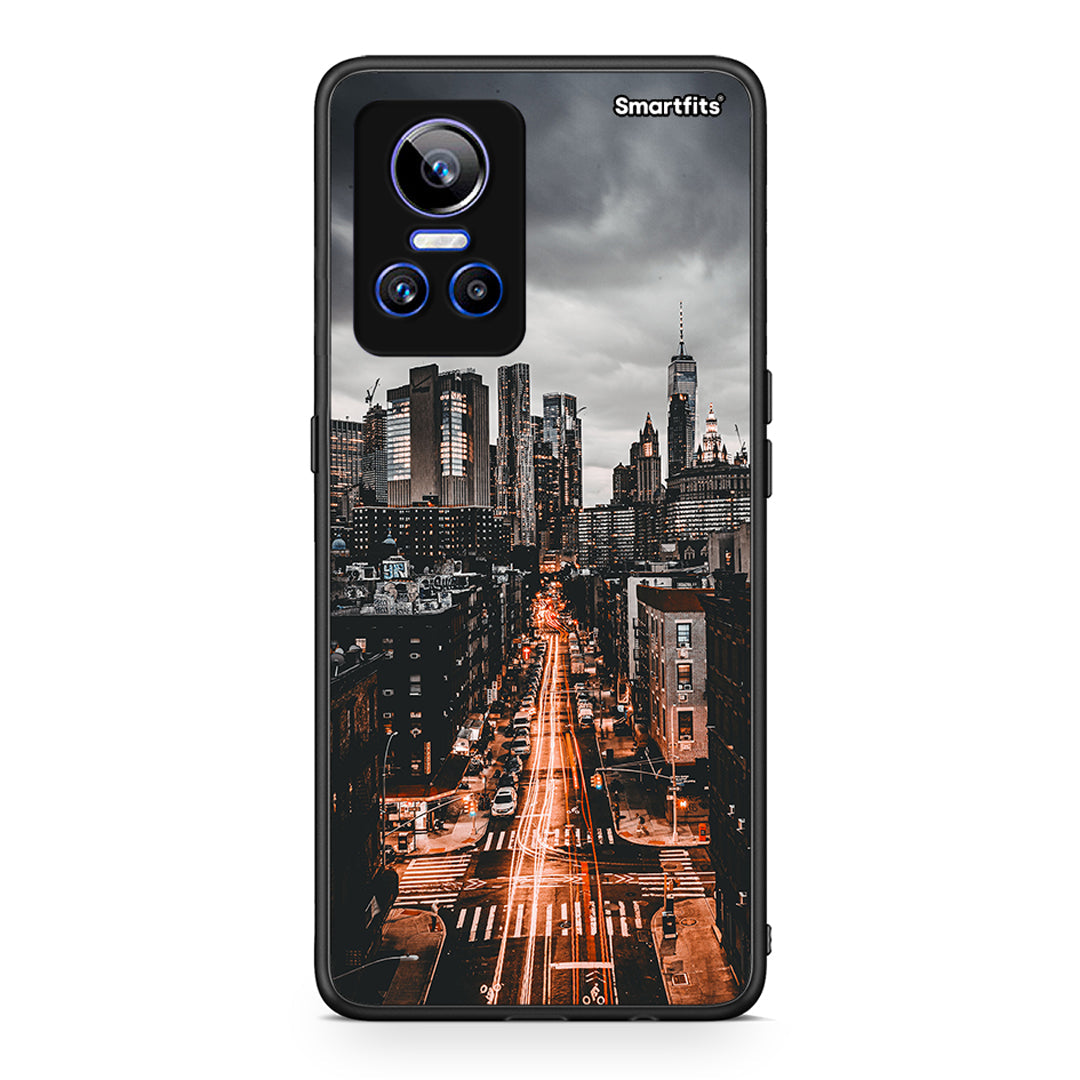 Realme GT Neo 3 City Lights θήκη από τη Smartfits με σχέδιο στο πίσω μέρος και μαύρο περίβλημα | Smartphone case with colorful back and black bezels by Smartfits