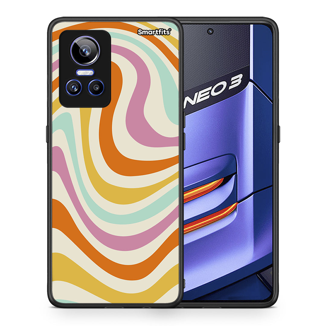 Θήκη Realme GT Neo 3 Colourful Waves από τη Smartfits με σχέδιο στο πίσω μέρος και μαύρο περίβλημα | Realme GT Neo 3 Colourful Waves case with colorful back and black bezels