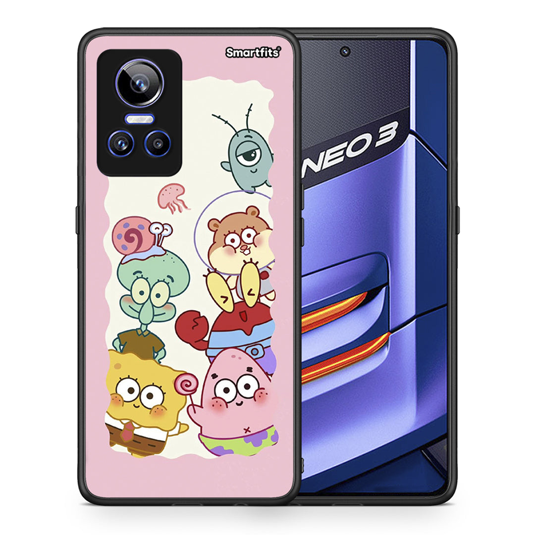 Θήκη Realme GT Neo 3 Cute Companion από τη Smartfits με σχέδιο στο πίσω μέρος και μαύρο περίβλημα | Realme GT Neo 3 Cute Companion case with colorful back and black bezels