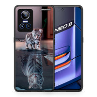 Thumbnail for Θήκη Realme GT Neo 3 Tiger Cute από τη Smartfits με σχέδιο στο πίσω μέρος και μαύρο περίβλημα | Realme GT Neo 3 Tiger Cute case with colorful back and black bezels