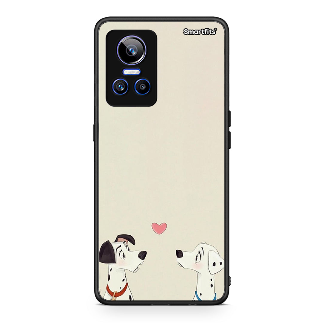 Realme GT Neo 3 Dalmatians Love θήκη από τη Smartfits με σχέδιο στο πίσω μέρος και μαύρο περίβλημα | Smartphone case with colorful back and black bezels by Smartfits