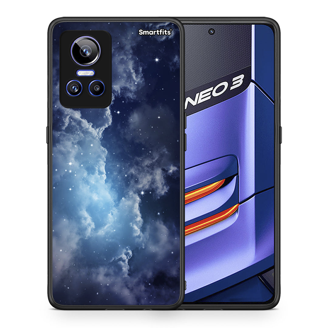 Θήκη Realme GT Neo 3 Blue Sky Galaxy από τη Smartfits με σχέδιο στο πίσω μέρος και μαύρο περίβλημα | Realme GT Neo 3 Blue Sky Galaxy case with colorful back and black bezels