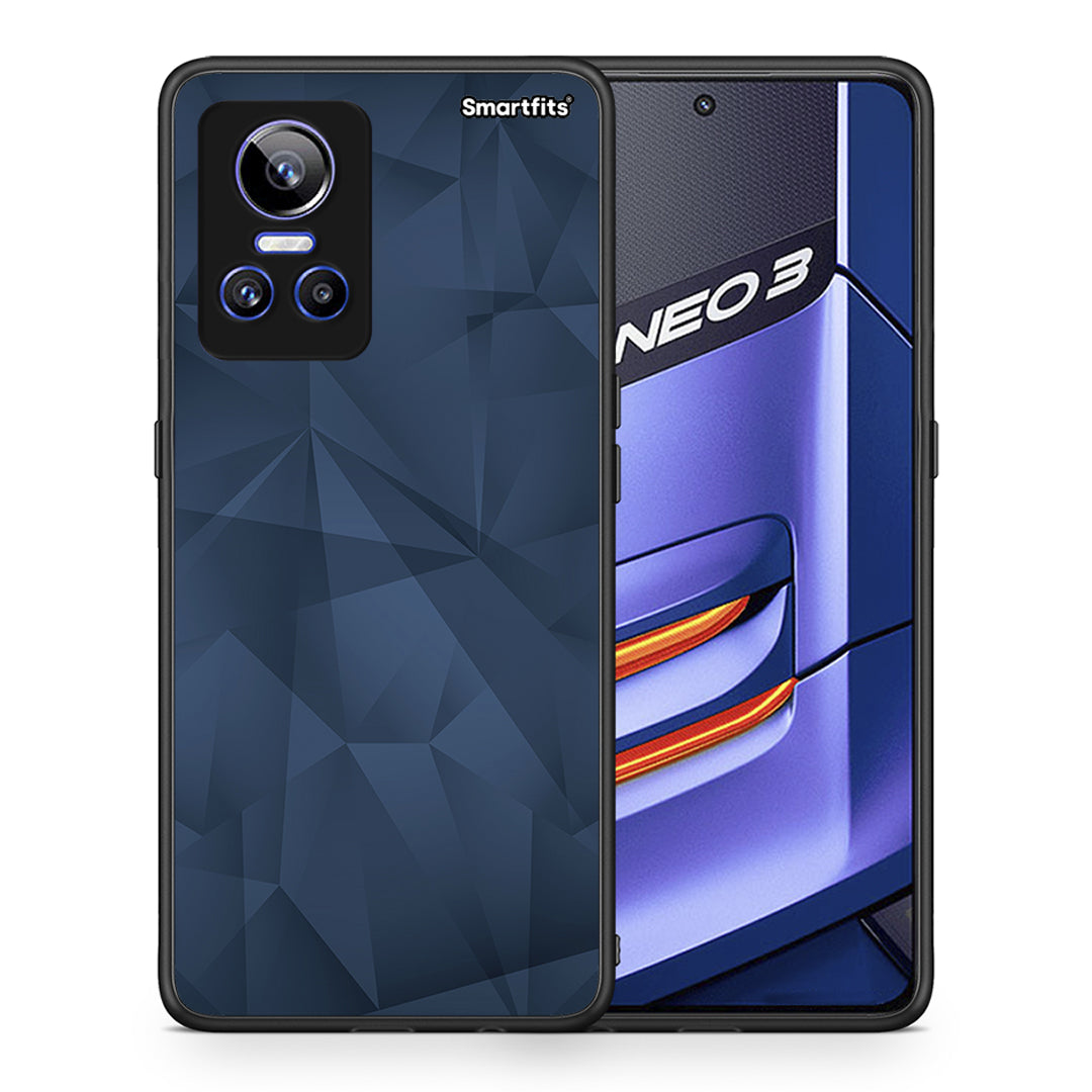 Θήκη Realme GT Neo 3 Blue Abstract Geometric από τη Smartfits με σχέδιο στο πίσω μέρος και μαύρο περίβλημα | Realme GT Neo 3 Blue Abstract Geometric case with colorful back and black bezels