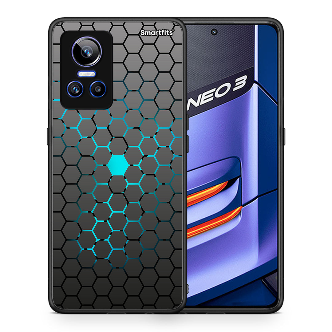 Θήκη Realme GT Neo 3 Hexagonal Geometric από τη Smartfits με σχέδιο στο πίσω μέρος και μαύρο περίβλημα | Realme GT Neo 3 Hexagonal Geometric case with colorful back and black bezels