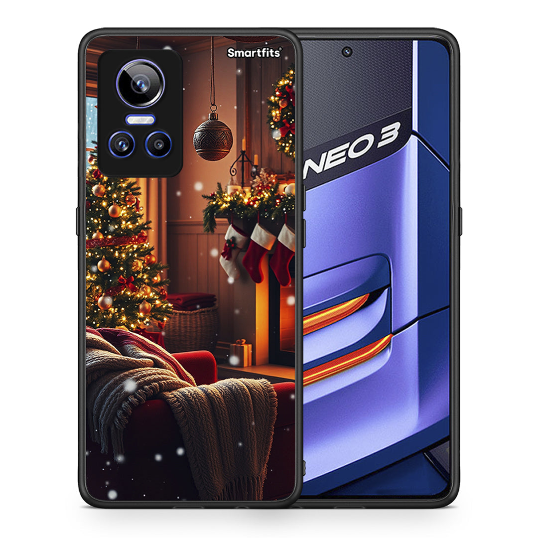 Θήκη Realme GT Neo 3 Home For Christmas από τη Smartfits με σχέδιο στο πίσω μέρος και μαύρο περίβλημα | Realme GT Neo 3 Home For Christmas case with colorful back and black bezels