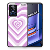 Thumbnail for Θήκη Realme GT Neo 3 Lilac Hearts από τη Smartfits με σχέδιο στο πίσω μέρος και μαύρο περίβλημα | Realme GT Neo 3 Lilac Hearts case with colorful back and black bezels
