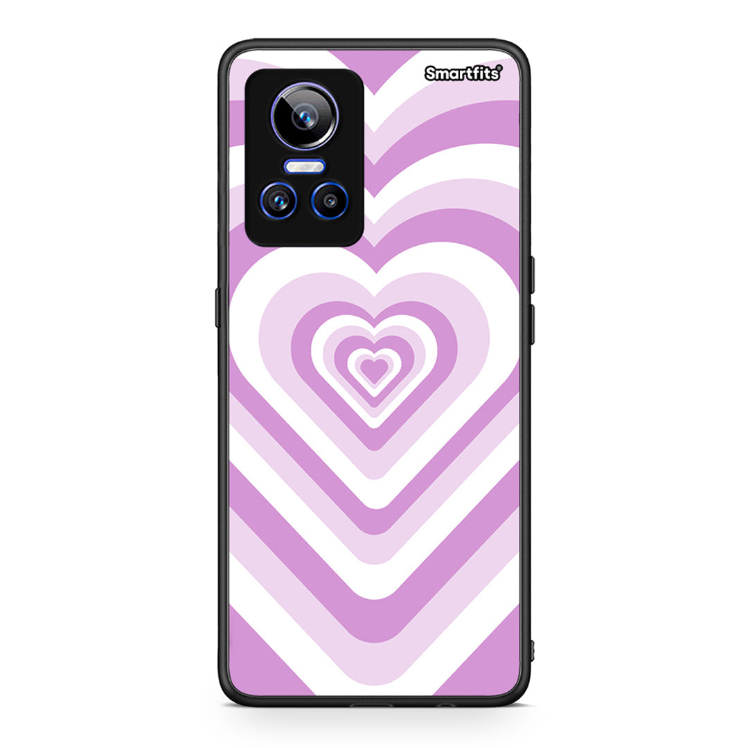 Realme GT Neo 3 Lilac Hearts θήκη από τη Smartfits με σχέδιο στο πίσω μέρος και μαύρο περίβλημα | Smartphone case with colorful back and black bezels by Smartfits
