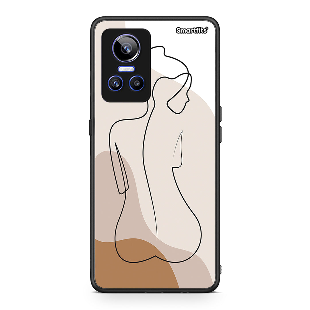 Realme GT Neo 3 LineArt Woman θήκη από τη Smartfits με σχέδιο στο πίσω μέρος και μαύρο περίβλημα | Smartphone case with colorful back and black bezels by Smartfits