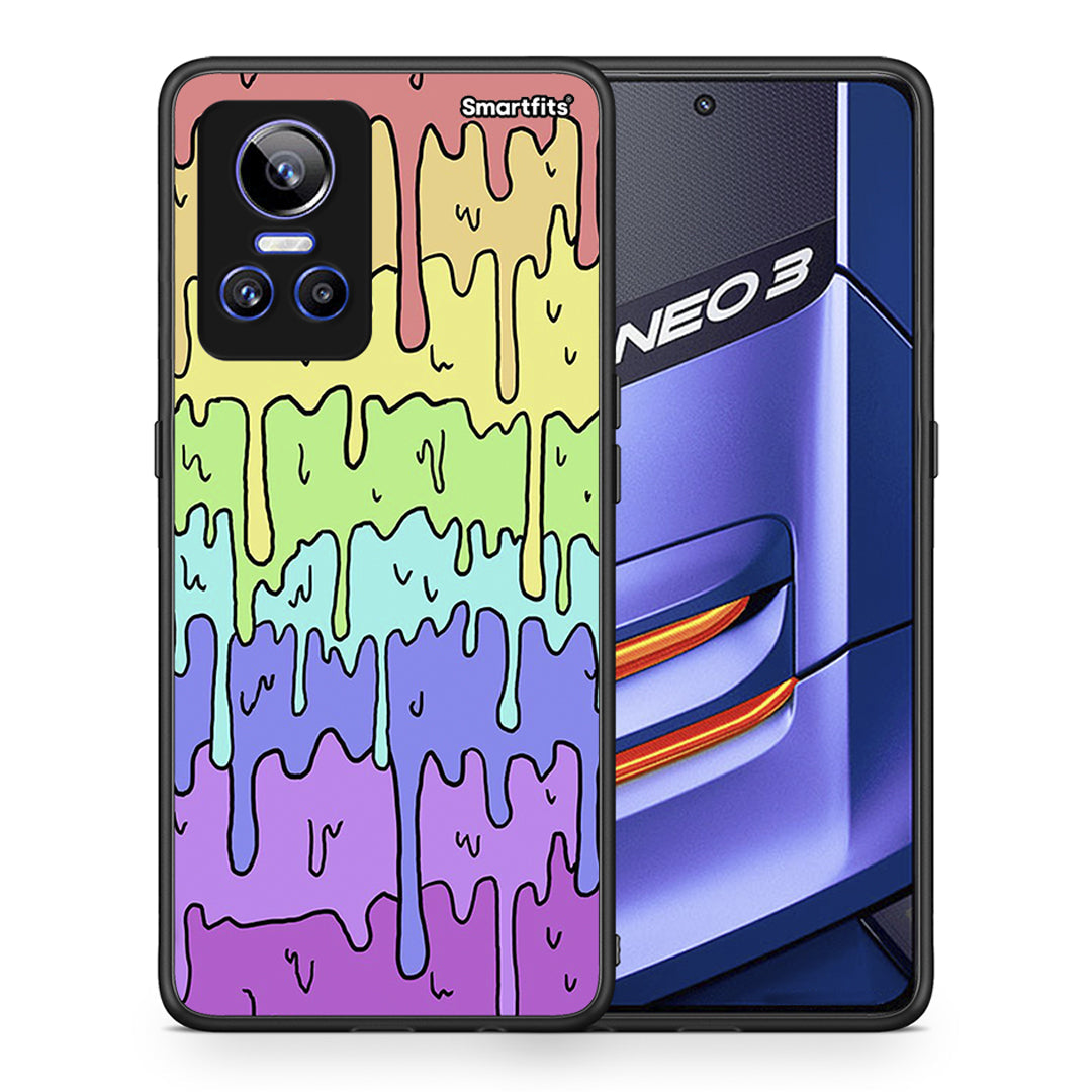 Θήκη Realme GT Neo 3 Melting Rainbow από τη Smartfits με σχέδιο στο πίσω μέρος και μαύρο περίβλημα | Realme GT Neo 3 Melting Rainbow case with colorful back and black bezels