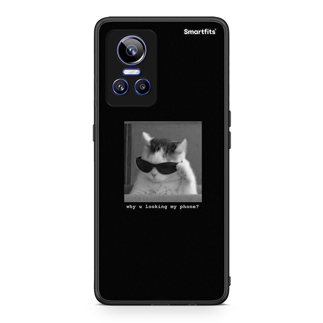 Realme GT Neo 3 Meme Cat θήκη από τη Smartfits με σχέδιο στο πίσω μέρος και μαύρο περίβλημα | Smartphone case with colorful back and black bezels by Smartfits