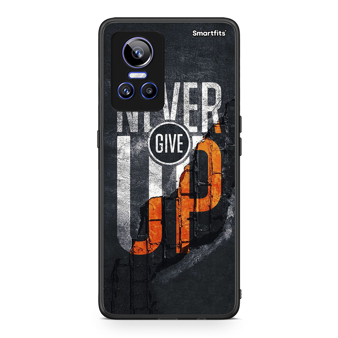 Realme GT Neo 3 Never Give Up Θήκη Αγίου Βαλεντίνου από τη Smartfits με σχέδιο στο πίσω μέρος και μαύρο περίβλημα | Smartphone case with colorful back and black bezels by Smartfits